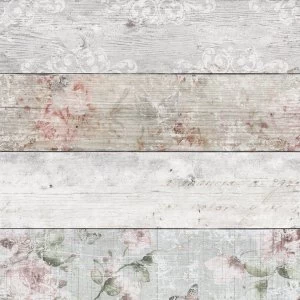 image of Graham and Brown Fresco Distressed Wood Floral Wallpaper