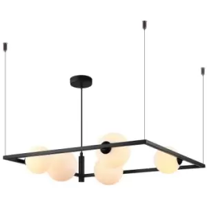 image of Netlighting Modern Hanging Pendant Black 5 Light with White Shade, G9