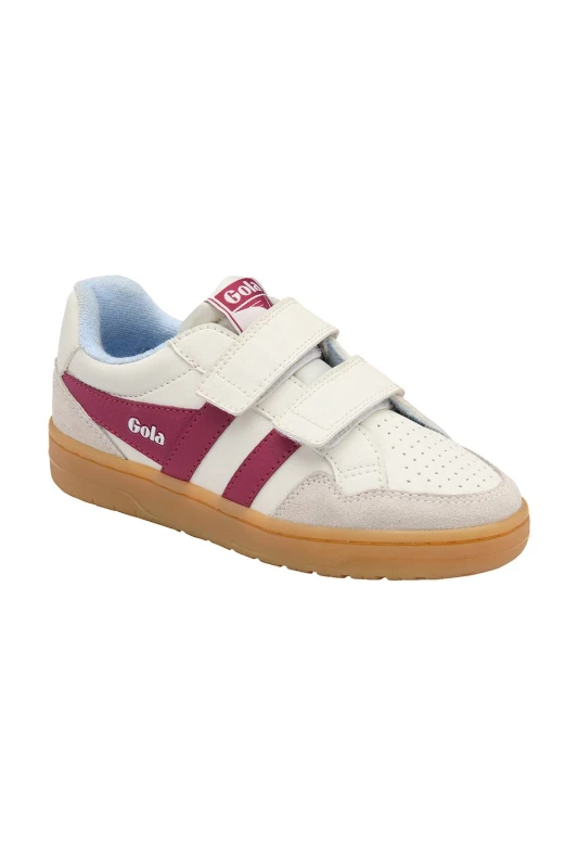 Image of Gola Classics 'Eagle Strap' Kids Strap Trainers in Off-White Size: Infant 11 Off-White Unisex Infant 11