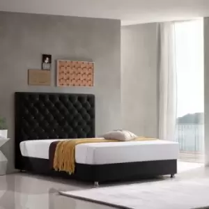 Image of Marina Upholstered Beds - Plush Velvet, Double Size Frame, Black - Black