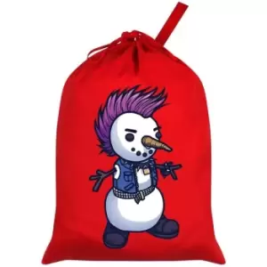 image of Grindstore Punk Snowman Christmas Santa Sack (One Size) (Red) - Red