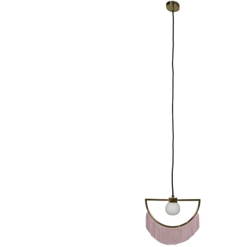Image of Metal Ceiling Light with Tassels - Pink