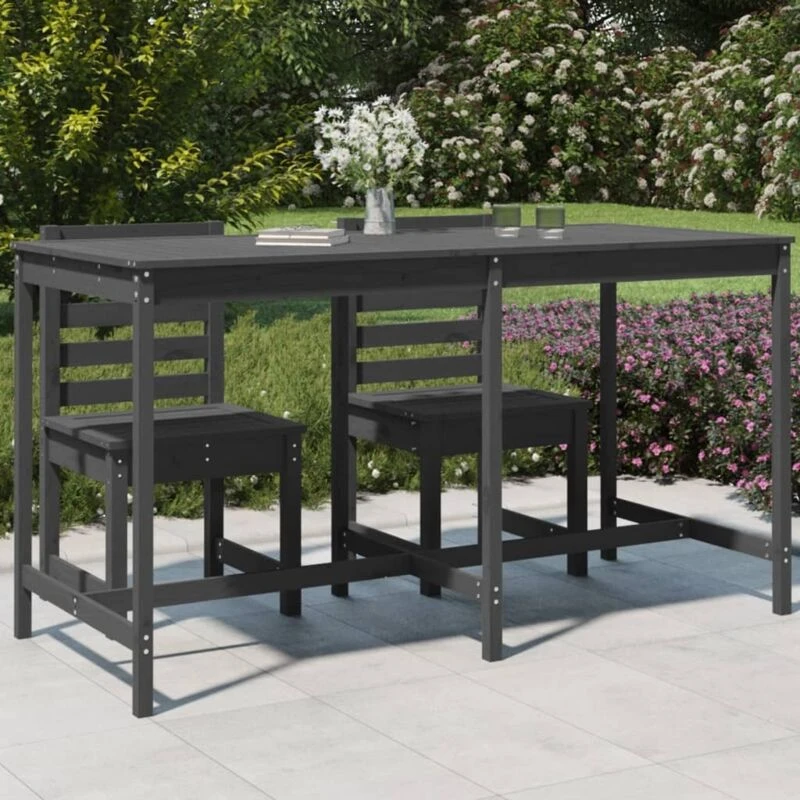 Image of JINLEFU Garden Table Grey 203.5x90x110cm Solid Wood Pine vidaXL JRVDZX-824104_DE