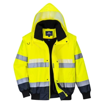 Image of Glowtex 3 in 1 Hi Vis Bomber Jacket Yellow / Navy 2XL