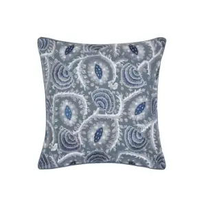 image of Zoffany Suzani Embroidered Cushion 50cm x 50cm, Como Blue