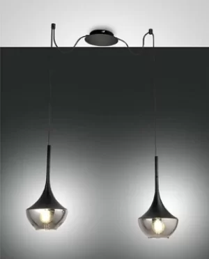 image of Apollo Dome Pendant Ceiling Lights Black Glass, E27