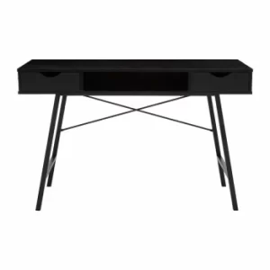 image of Interiors by PH 2 Drawer Desk with Metal Frame, black