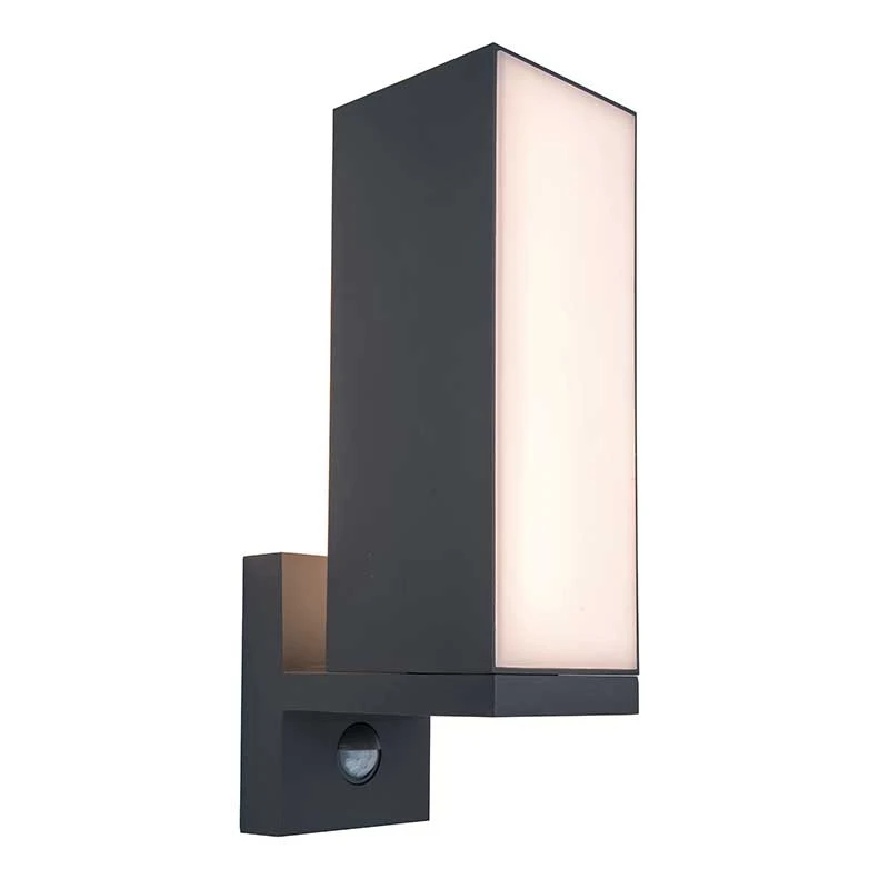 Image of Lutec Lutec Cuba LED Outdoor Wall Light with PIR Sensor - Dark Grey