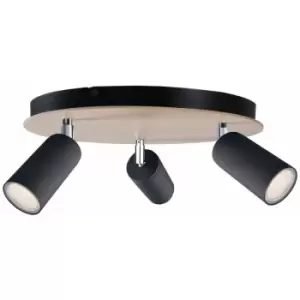 image of Keter Eye Ceiling Spotlight Clusters Black, Wood, 31cm, 3x GU10