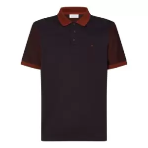 image of Calvin Klein Two Tone Block Polo Top - Navy/ Red