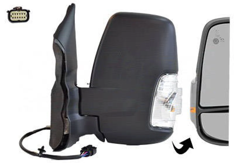 Image of VAN WEZEL 1992827 Wing mirror * HAGUS * Left, black, Short mirror arm, Rough Outside Mirror (50)