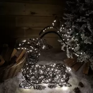 Image of 62cm LED Indoor Outdoor Wicker Sitting Reindeer Christmas Decoration