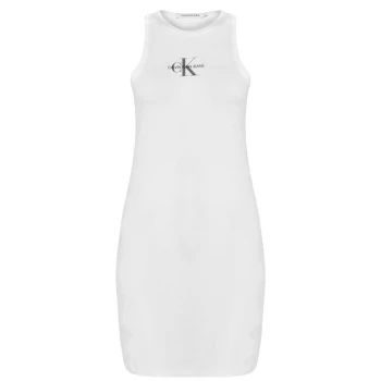 image of Calvin Klein Jeans Mono Tank Dress - YAF Bright WHT