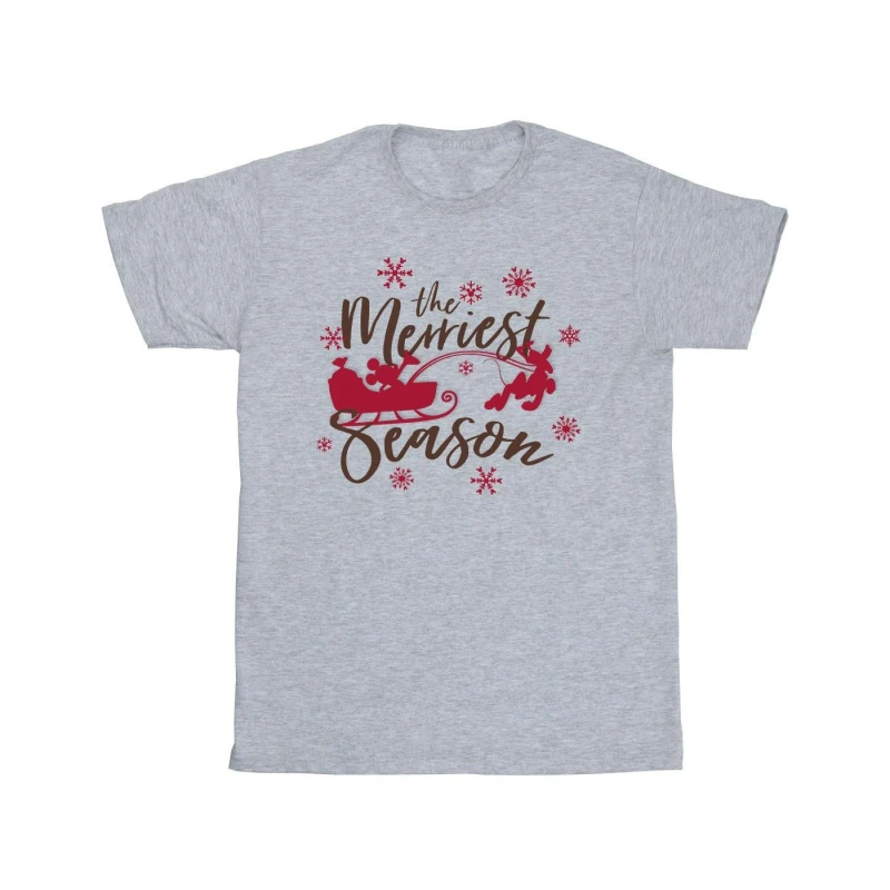 Image of Disney Men Mickey Mouse Sleigh T-Shirt in Grey Size: Small Grey S Male 5063376843386