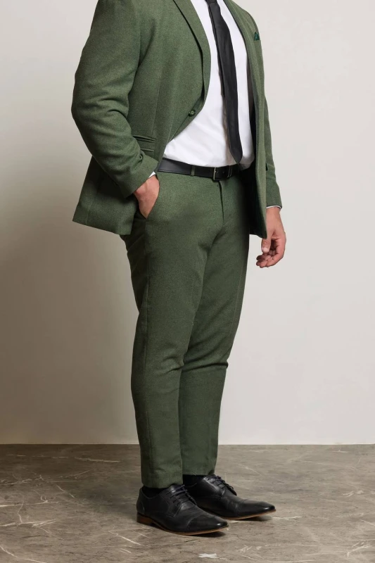 Image of BadRhino BadRhino Men Tweed Suit Trousers in Green Size: 48S Green 48S Male 5063111780464