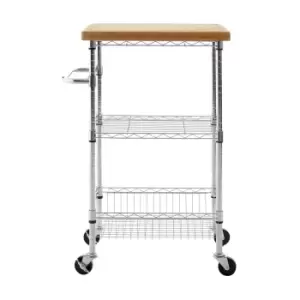 image of 3-Tier Kitchen Trolley in Bamboo/Metal