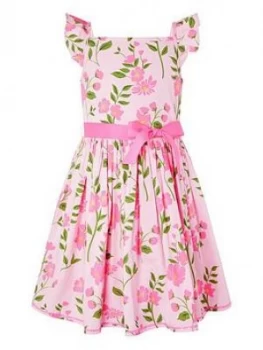 Monsoon Girls S.E.W. Mavis Floral Printed Dress - Pale Pink, Size 4 Years, Women