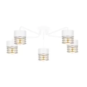 Royal Multi Arm Semi Flush Ceiling Light White, Gold, 70cm, 5x E27