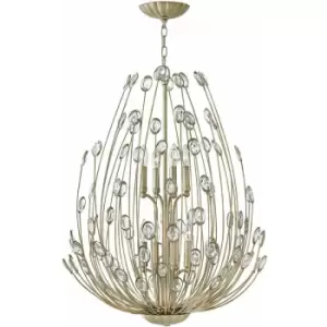 Image of Loops - 8 Bulb Chandelier Hanging Pendant LIght Silver Leaf LED E14 60W Bulb