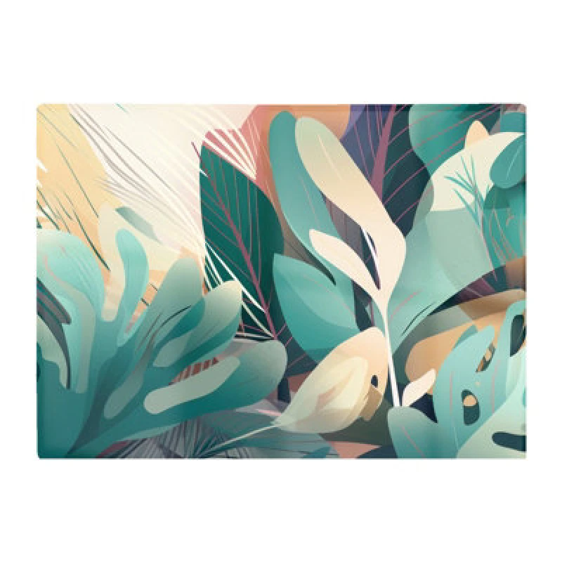 Image of Warren Reed Designer Abstract Tropical Leaves Glass Chopping Board