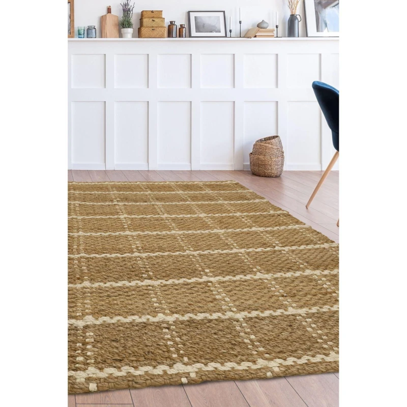 Image of Homemaker Jute Check Rug Flatweave Rugs 133x190cm Beige 71510169002