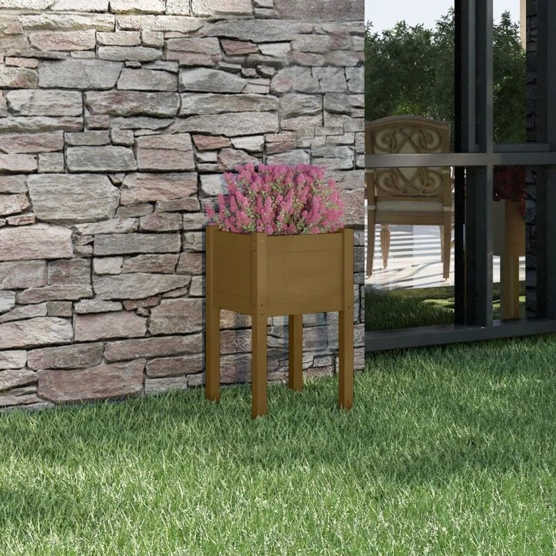 Image of vidaXL Garden Planter Honey Brown 40x40x70cm Solid Pinewood, Brown 810795