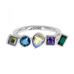 Image of Ladies Adore Silver Plated Mixed Crystal Ring Size N
