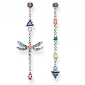 image of THOMAS SABO Sterling Silver Multi-Stone Dragonfly Dropper Earrings...