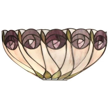 Image of Interiors 1900 Lighting - Interiors Hutchinson - 1 Light Indoor Wall Uplighter Dark Bronze with Tiffany Glass, E14