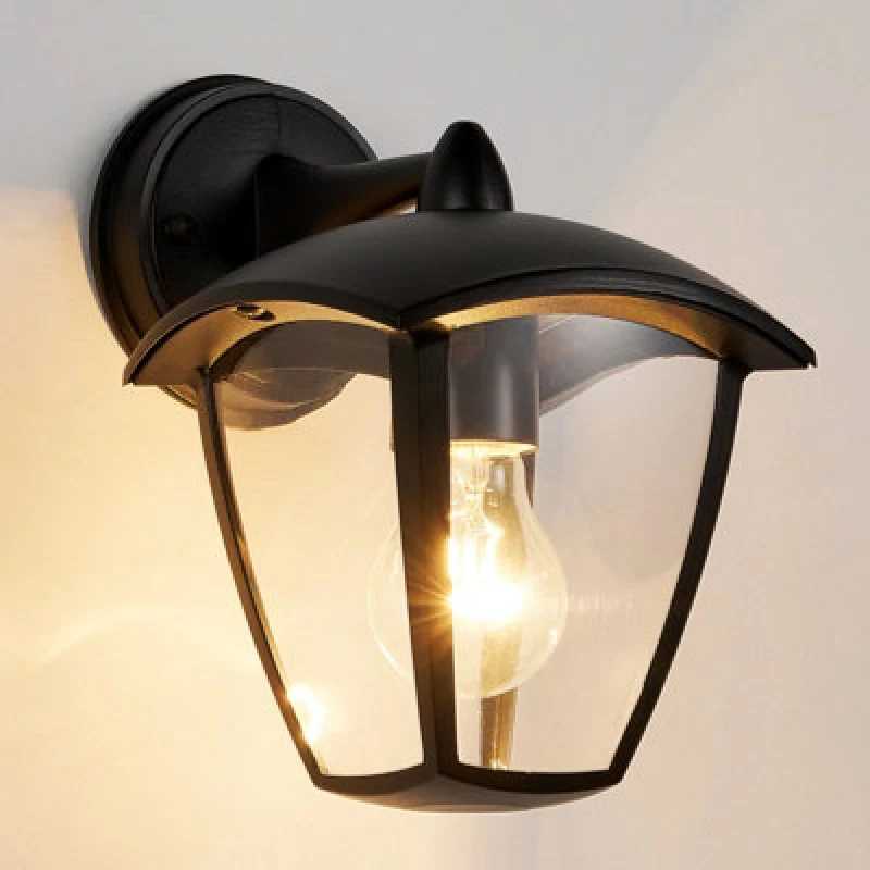 Image of Harper Living Outdoor Wall Lights, Black Exterior Wall Lamp With Clear Shade, Security Lights For Porch, Front Door, Garden, Patio