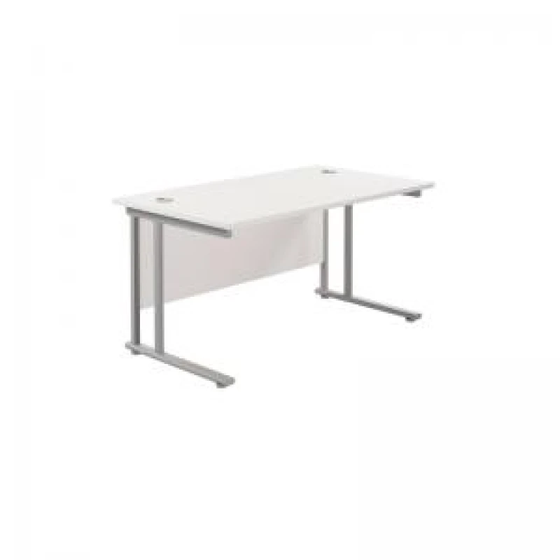 Image of Jemini Rectangular Cantilever Desk 1200x800x730mm White/Silver KF806837