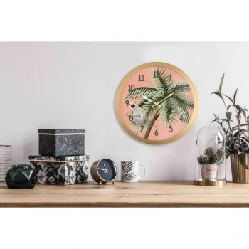 image of DVS126 Gold Pink Green Decorative Wall Clock