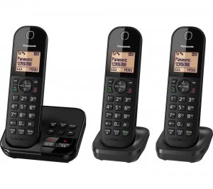 Image of Panasonic KX-TGC423EB Cordless Phone With Answering Machine Triple Handsets