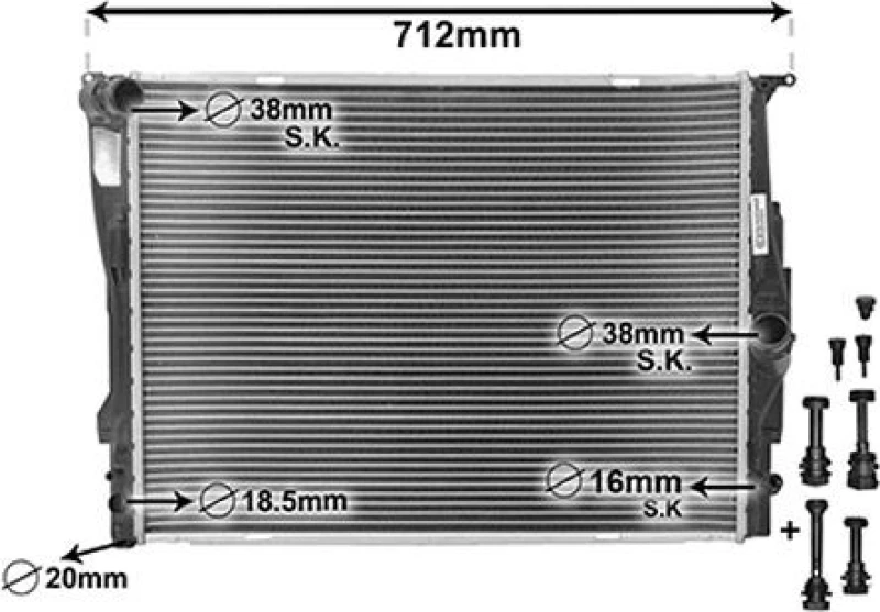Image of VAN WEZEL Engine radiator VAN WEZEL 06002303