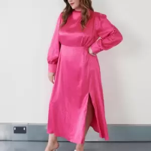 Image of Olivia Rubin Arabella Satin-Jacquard Midi Dress - UK 14