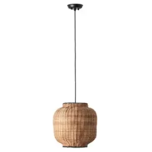 Faro Lighting - Faro Tupai Black, Rattan Dome Pendant Lamp 2700K