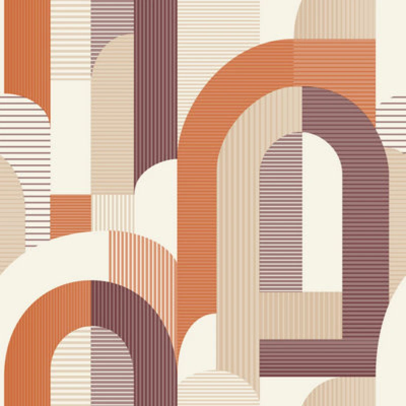 Image of Grandeco Geometric Arc Textured Wallpaper, Orange