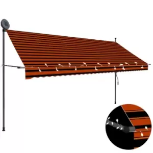 image of Vidaxl Manual Retractable Awning With LED 350cm Orange And Brown