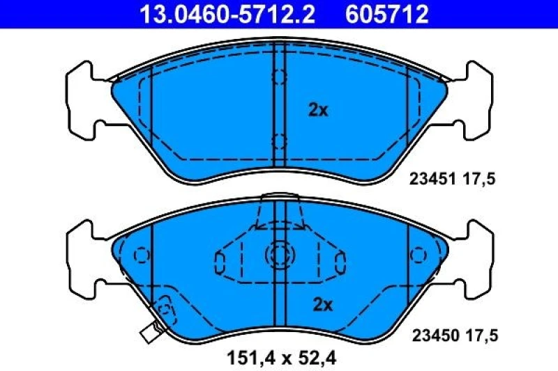 Image of ATE 13.0460-5712.2 Brake pad set with acoustic wear warning Brake Pad Set,disc brake (402)