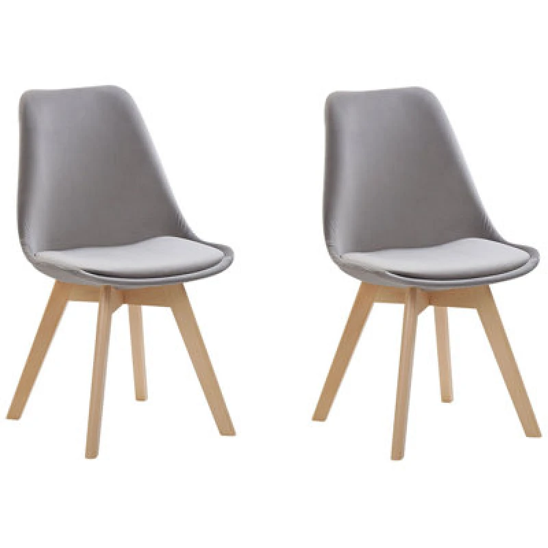 Image of Beliani Set Of 2 Dining Chairs Dakota Ii Velvet Grey