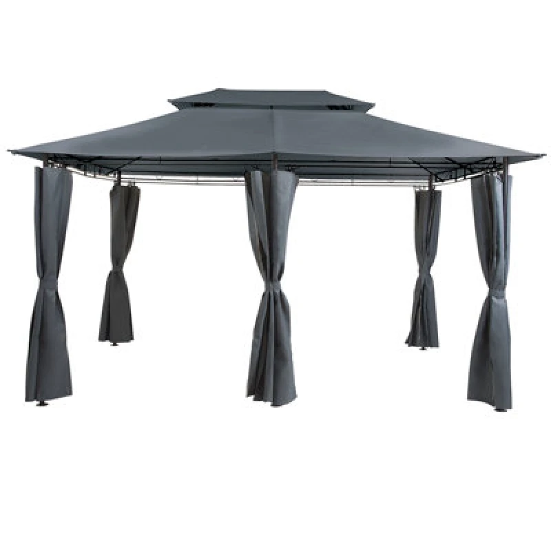 Image of Beliani Gazebo Colos Metal 400 Cm 300 Cm Graphite Grey