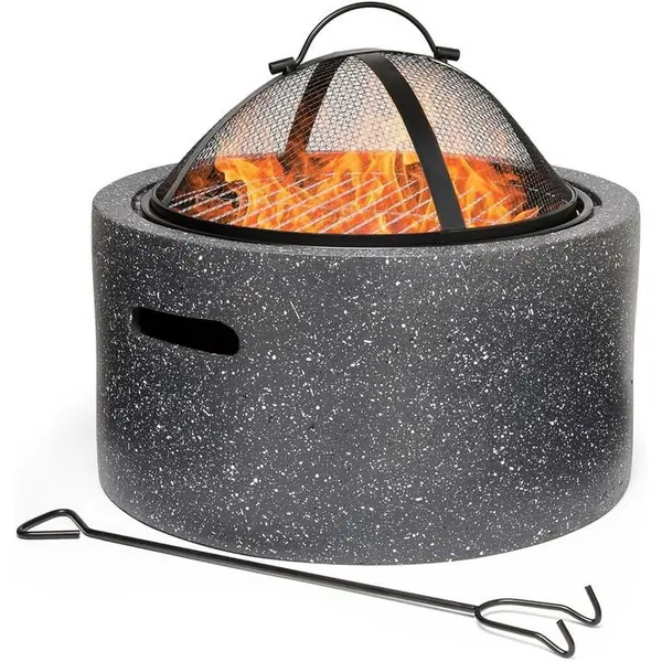 Image of VonHaus Fire Pit 2 in 1 Firepit with BBQ Cooking - Grey One Size
