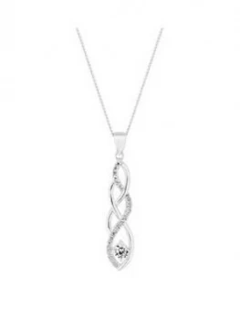 image of Simply Silver Sterling Silver Cubic Zirconia Intertwined Pendant Necklace