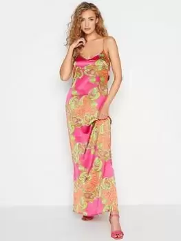 Long Tall Sally Printed Satin Cami Dress - Pink, Size 14, Women