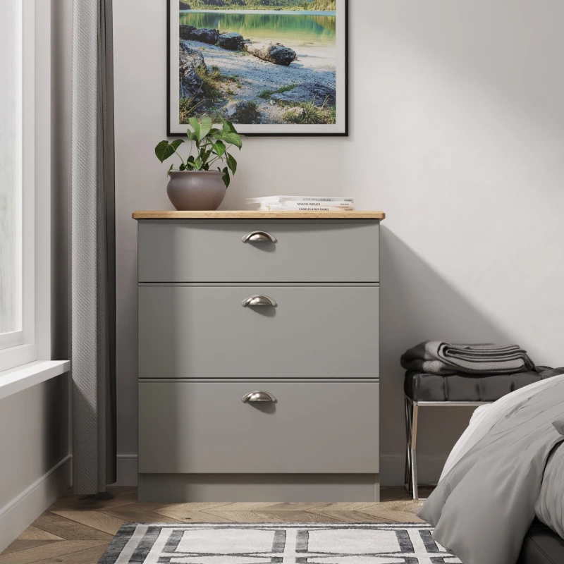 Image of Welcome Furniture Welcome Furniutre Tilly 3 Drawer Deep Chest - Ready Assembled VIC049DGRO