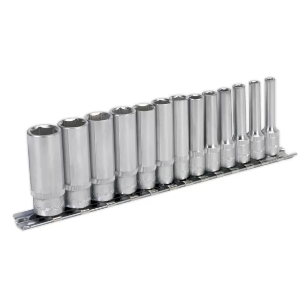 image of Genuine SEALEY AK2706 Socket Set 13pc 1/4Sq Drive 6pt Deep WallDrive&#174; Metric