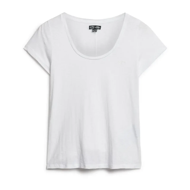 Image of Superdry Embroidered Logo Slub T-Shirt in Cotton Mix with Crew Neck White Women 12