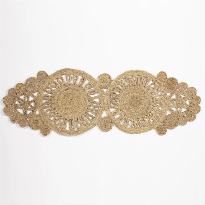 Image of Esselle Trent Jute Crochet Table Runner Natural