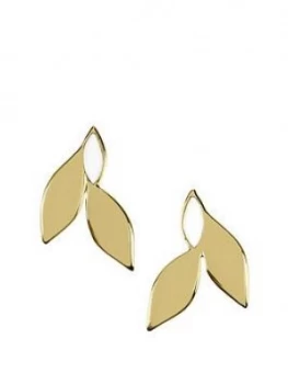 image of Sara Miller Gold and White Enamel Leaf Stud Earrings, One Colour, Women