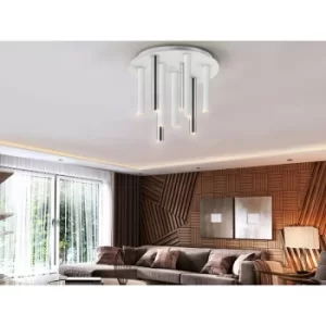 image of Varas Dimmable Ceiling 9 Light Cluster Drop, Chrome, Matt White, Dimmable, 3000K